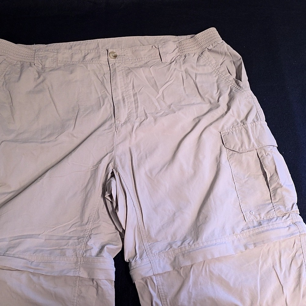 Columbia Convertible Cargo Pants Mens XXL Tan Zip Off Hiking Outdoor GRT